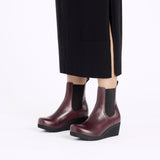 Birkenstock Ebba Narrow Chelsea Wedge Boot (Women) - Zinfandel Leather Boots - Casual - Low - The Heel Shoe Fitters