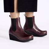 Birkenstock Ebba Narrow Chelsea Wedge Boot (Women) - Zinfandel Leather Boots - Casual - Low - The Heel Shoe Fitters