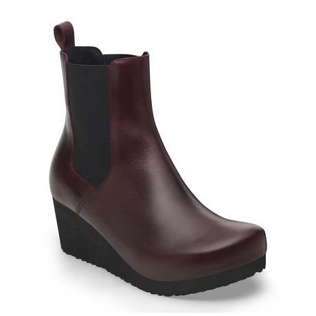 Birkenstock Ebba Narrow Chelsea Wedge Boot (Women) - Zinfandel Leather Boots - Casual - Low - The Heel Shoe Fitters