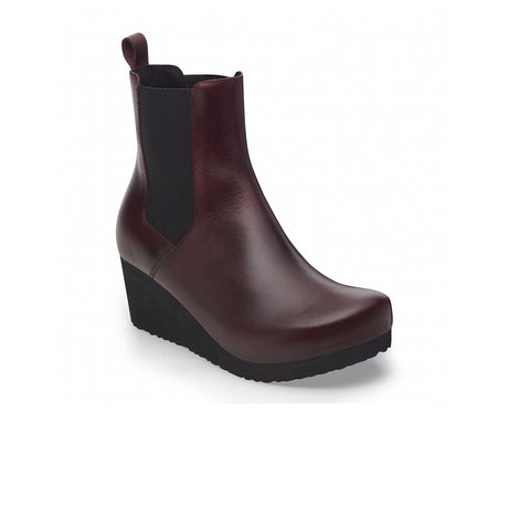 Birkenstock Ebba Narrow Chelsea Wedge Boot (Women) - Zinfandel Leather Boots - Casual - Low - The Heel Shoe Fitters