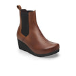 Birkenstock Ebba Narrow Chelsea Wedge Boot (Women) - Cognac Leather Boots - Casual - Low - The Heel Shoe Fitters