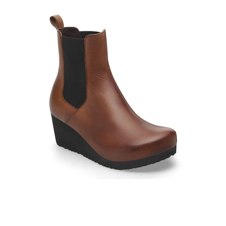 Birkenstock Ebba Narrow Chelsea Wedge Boot (Women) - Cognac Leather Boots - Casual - Low - The Heel Shoe Fitters