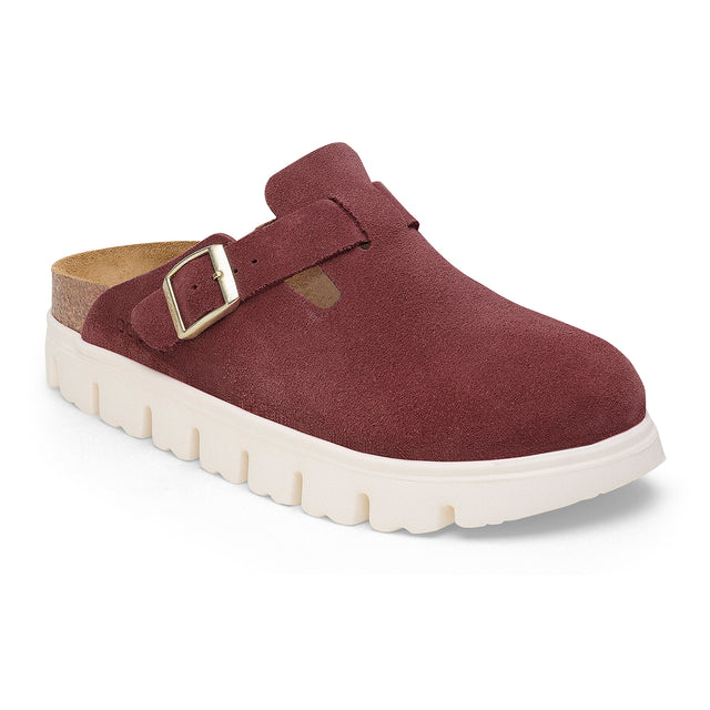 Birkenstock Boston Chunky Narrow Clog (Women) - Berry Crush Suede Dress-Casual - Clogs & Mules - The Heel Shoe Fitters