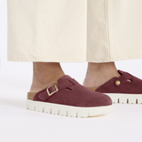 Birkenstock Boston Chunky Narrow Clog (Women) - Berry Crush Suede Dress-Casual - Clogs & Mules - The Heel Shoe Fitters