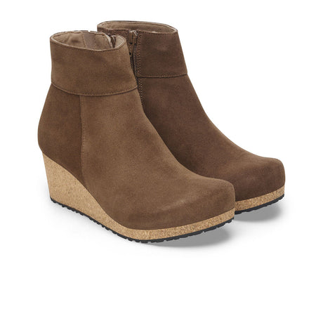 Birkenstock Ebba Narrow Wedge Boot (Women) - Dark Tea Suede Boots - Casual - Low - The Heel Shoe Fitters