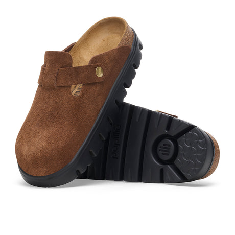 Birkenstock Boston Chunky Narrow Clog (Women) - Dark Tea Suede Dress-Casual - Clogs & Mules - The Heel Shoe Fitters