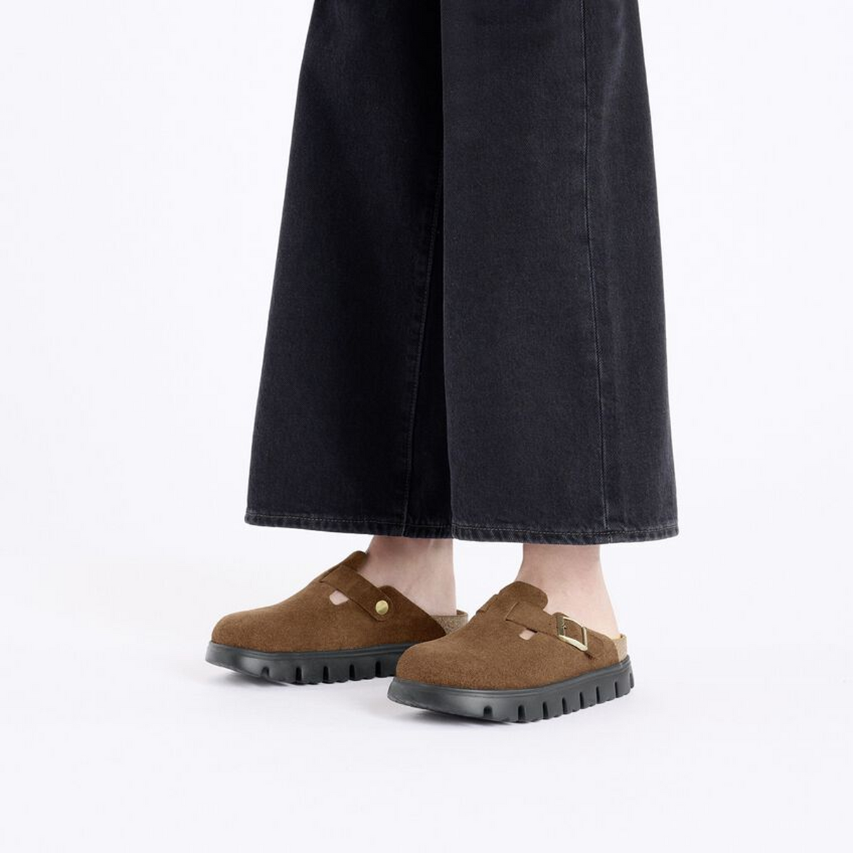 Birkenstock Boston Chunky Narrow Clog (Women) - Dark Tea Suede Dress-Casual - Clogs & Mules - The Heel Shoe Fitters