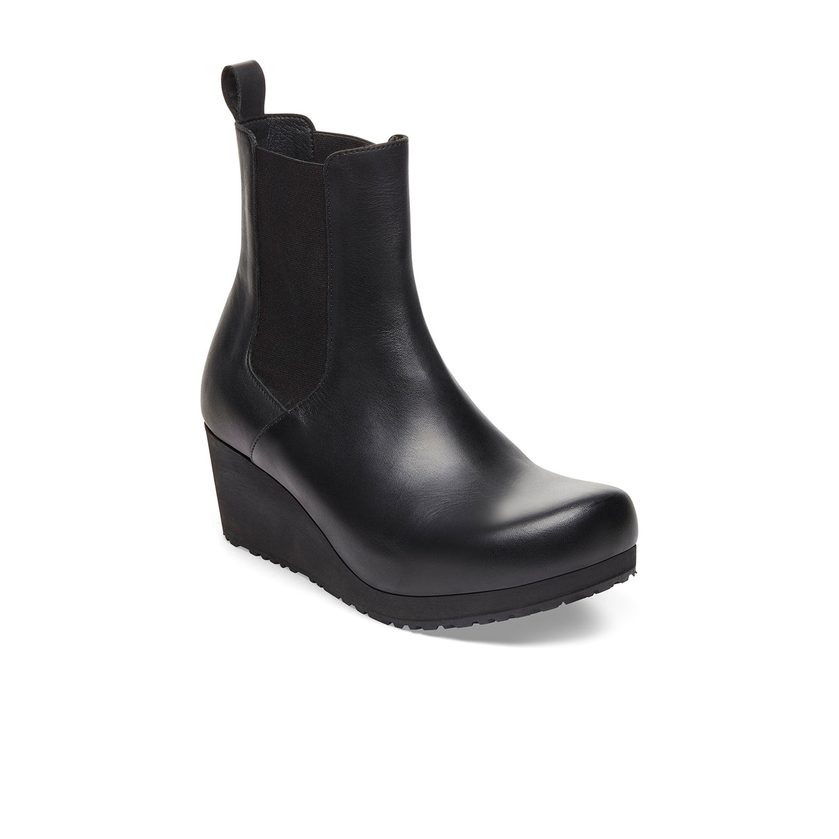 Birkenstock Ebba Narrow Chelsea Wedge Boot (Women) - Black Leather Boots - Casual - Low - The Heel Shoe Fitters