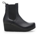 Birkenstock Ebba Narrow Chelsea Wedge Boot (Women) - Black Leather Boots - Casual - Low - The Heel Shoe Fitters