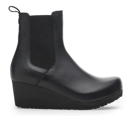Birkenstock Ebba Narrow Chelsea Wedge Boot (Women) - Black Leather Boots - Casual - Low - The Heel Shoe Fitters