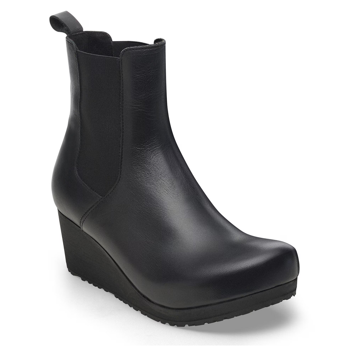 Birkenstock Ebba Narrow Chelsea Wedge Boot (Women) - Black Leather Boots - Casual - Low - The Heel Shoe Fitters