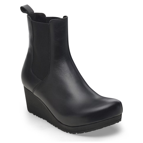 Birkenstock Ebba Narrow Chelsea Wedge Boot (Women) - Black Leather Boots - Casual - Low - The Heel Shoe Fitters
