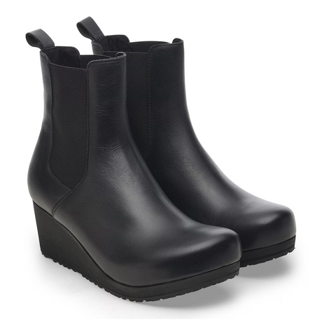 Birkenstock Ebba Narrow Chelsea Wedge Boot (Women) - Black Leather Boots - Casual - Low - The Heel Shoe Fitters