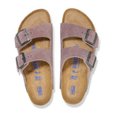 Birkenstock Arizona Soft Footbed Narrow Slide Sandal (Women) - Faded Purple Suede Sandal - Slide - The Heel Shoe Fitters