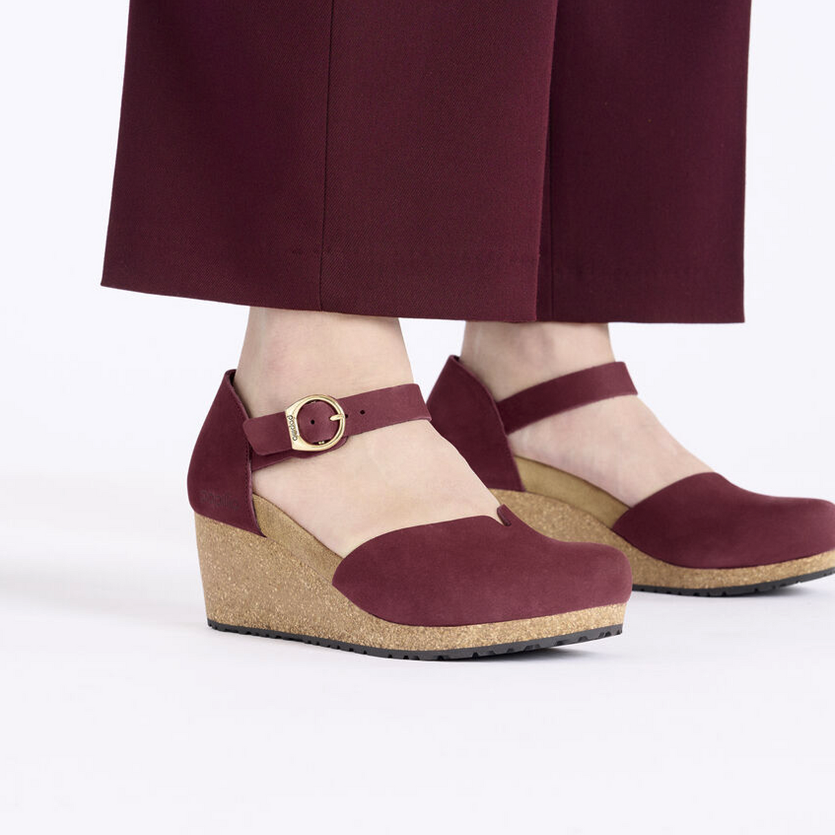 Birkenstock Mary Narrow Wedge Sandal (Women) - Zinfandel Nubuck Dress-Casual - Heels - The Heel Shoe Fitters