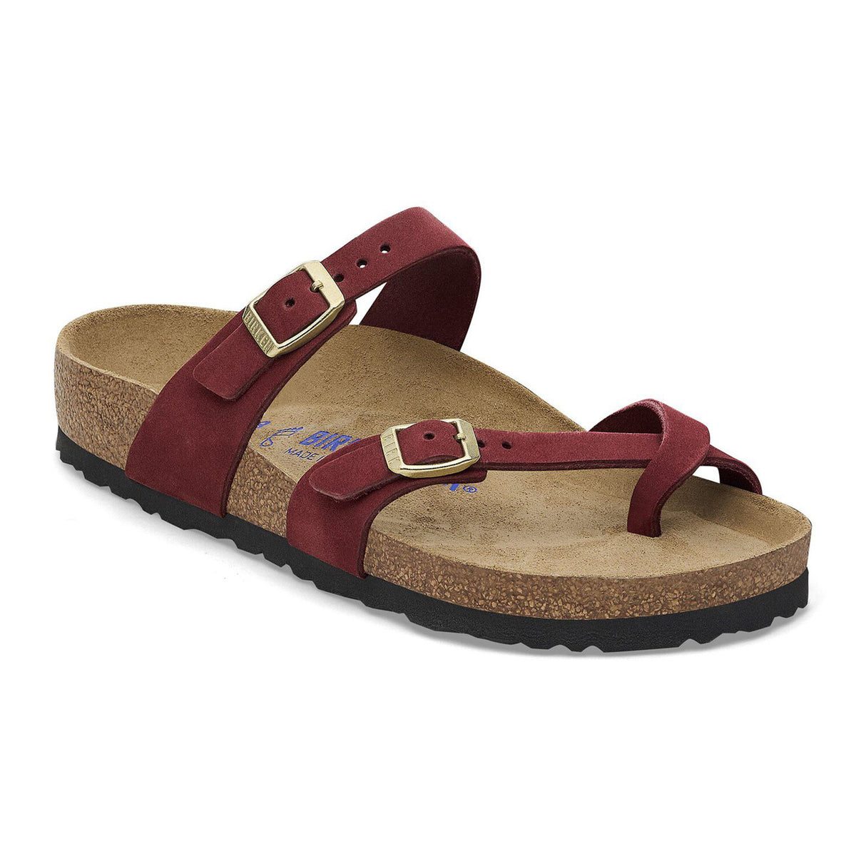 Birkenstock Mayari Soft Footbed Slide Sandal (Women) - Zinfandel Nubuck Sandal - Slide - The Heel Shoe Fitters