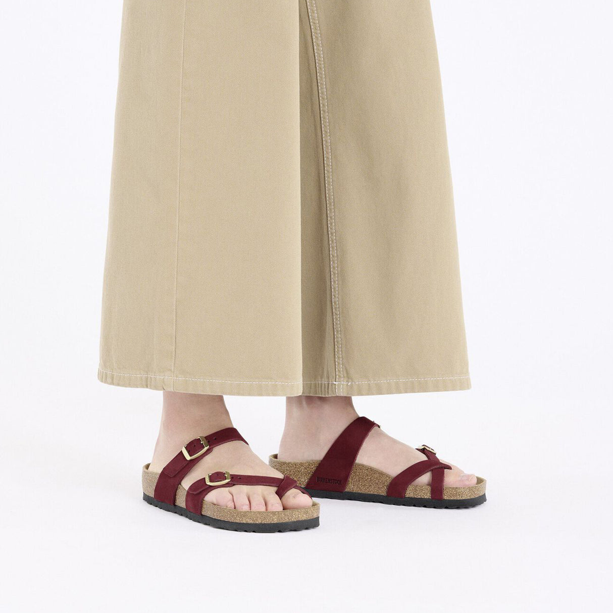 Birkenstock Mayari Soft Footbed Slide Sandal (Women) - Zinfandel Nubuck Sandal - Slide - The Heel Shoe Fitters