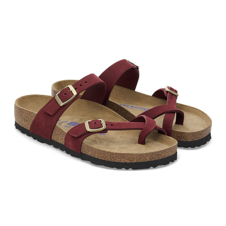 Birkenstock Mayari Soft Footbed Slide Sandal (Women) - Zinfandel Nubuck Sandal - Slide - The Heel Shoe Fitters