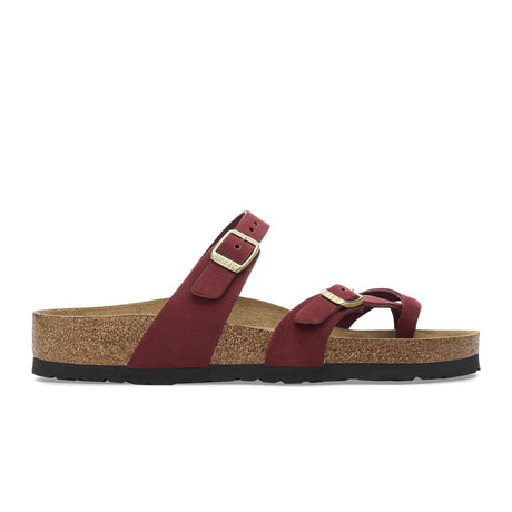 Birkenstock Mayari Soft Footbed Slide Sandal (Women) - Zinfandel Nubuck Sandal - Slide - The Heel Shoe Fitters