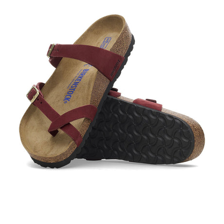 Birkenstock Mayari Soft Footbed Slide Sandal (Women) - Zinfandel Nubuck Sandal - Slide - The Heel Shoe Fitters