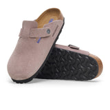 Birkenstock Boston Soft Footbed Narrow Clog (Women) - Faded Purple Suede Dress-Casual - Clogs & Mules - The Heel Shoe Fitters