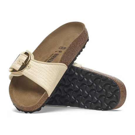 Birkenstock Madrid Big Buckle Narrow Slide Sandal (Women) - Raffia Natural Sandal - Slide - The Heel Shoe Fitters