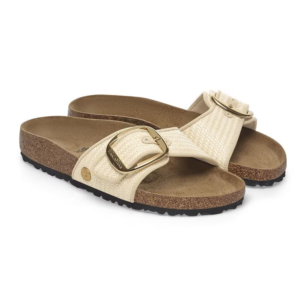Birkenstock Madrid Big Buckle Narrow Slide Sandal (Women) - Raffia Natural Sandal - Slide - The Heel Shoe Fitters