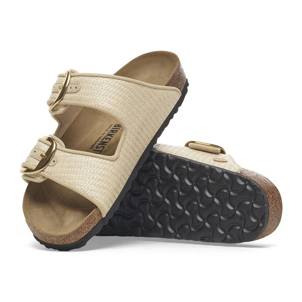 Birkenstock Arizona Big Buckle Narrow Slide Sandal (Women) - Raffia Natural Sandal - Slide - The Heel Shoe Fitters