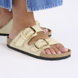 Birkenstock Arizona Big Buckle Narrow Slide Sandal (Women) - Raffia Natural Sandal - Slide - The Heel Shoe Fitters