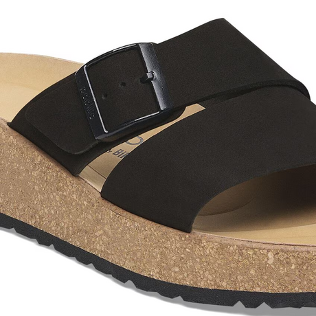 Birkenstock Almina Narrow Slide Sandal (Women) - Black Nubuck Sandal - Slide - The Heel Shoe Fitters