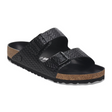 Birkenstock Arizona Slide Sandal (Women) - Woven Emboss Black Leather Sandal - Slide - The Heel Shoe Fitters