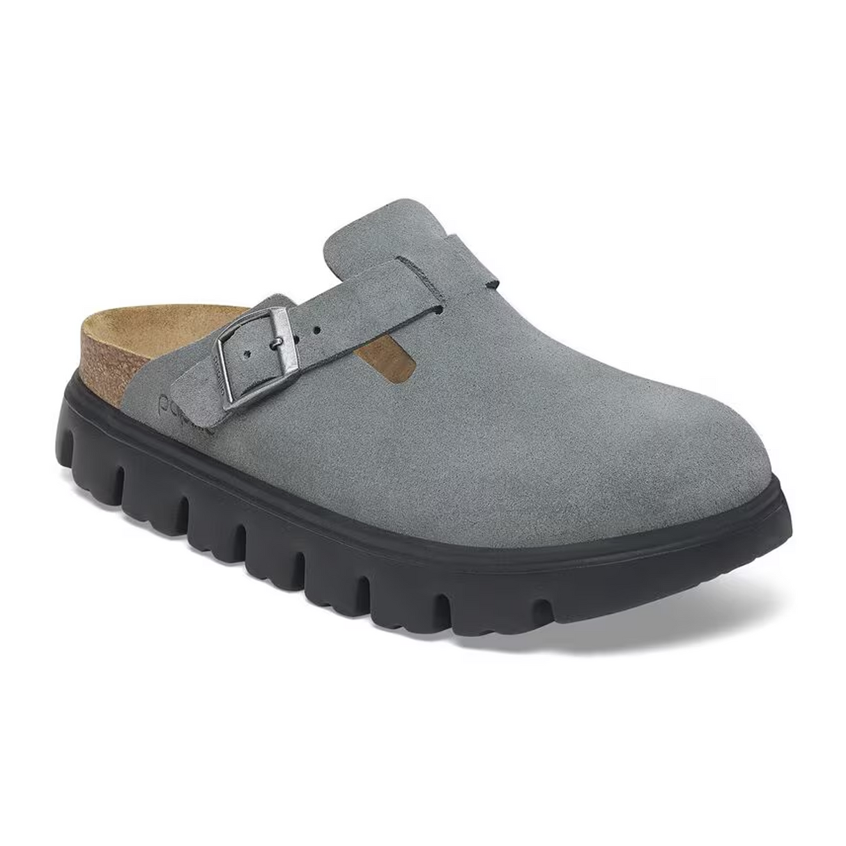 Birkenstock Boston Chunky Clog (Women) - Basalt Gray Suede Dress-Casual - Clogs & Mules - The Heel Shoe Fitters