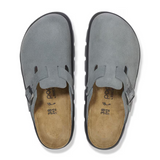 Birkenstock Boston Chunky Clog (Women) - Basalt Gray Suede Dress-Casual - Clogs & Mules - The Heel Shoe Fitters