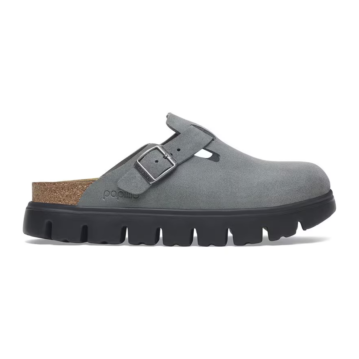 Birkenstock Boston Chunky Clog (Women) - Basalt Gray Suede Dress-Casual - Clogs & Mules - The Heel Shoe Fitters