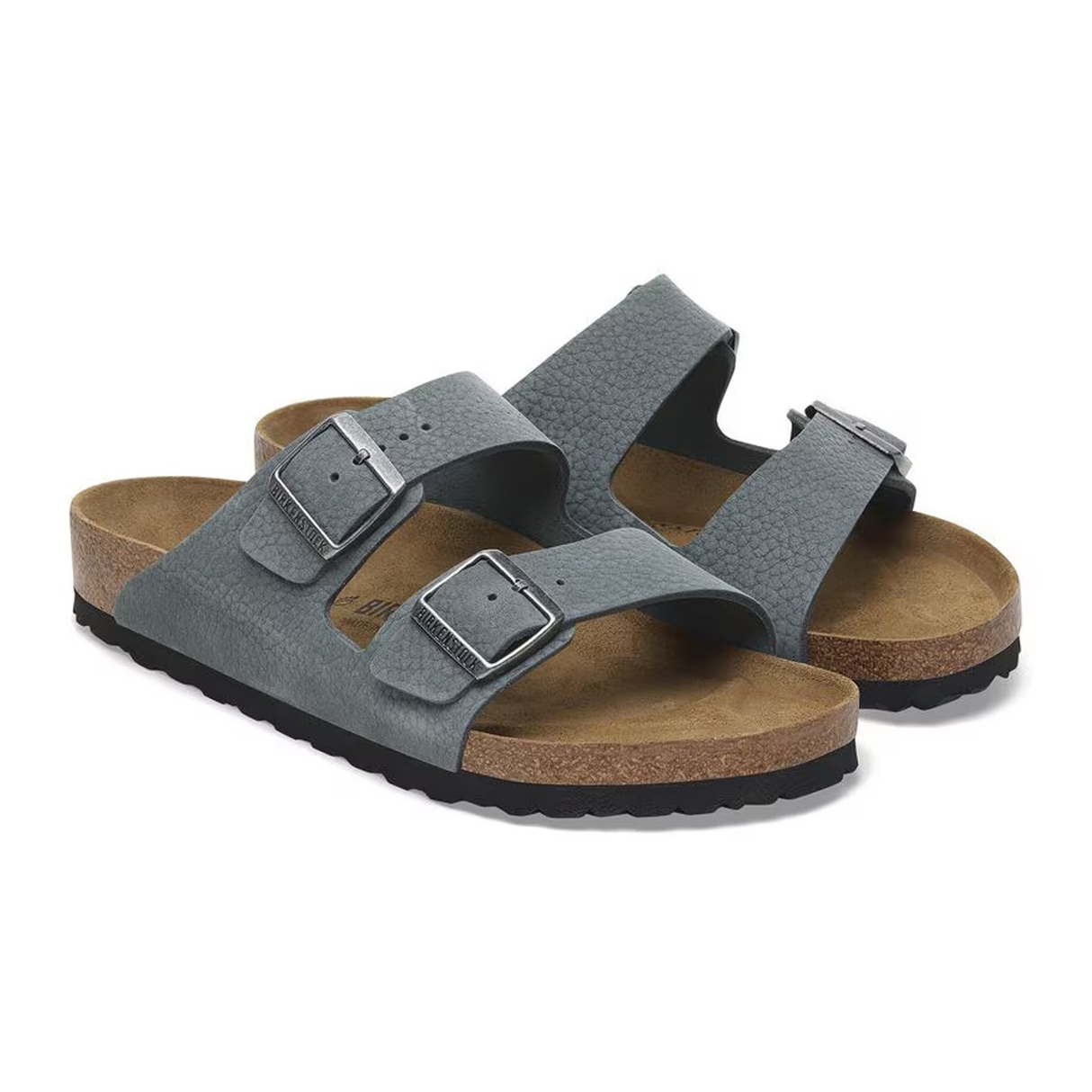 Birkenstock Arizona Slide Sandal (Men) - Desert Buck Basalt Gray Nubuck Sandal - Slide - The Heel Shoe Fitters