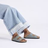 Birkenstock Arizona Slide Sandal (Women) - Basalt Gray Oiled Leather Sandal - Slide - The Heel Shoe Fitters