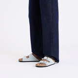 Birkenstock Arizona Narrow Slide Sandal (Women) - Baby Blue Suede Sandal - Slide - The Heel Shoe Fitters