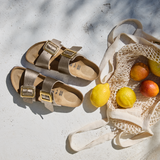 Birkenstock Sydney Luxe Buckle Slide Sandal (Women) - Graceful Taupe Birko-Flor Sandal - Slide - The Heel Shoe Fitters