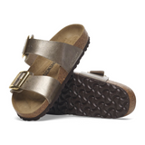Birkenstock Sydney Luxe Buckle Slide Sandal (Women) - Graceful Taupe Birko-Flor Sandal - Slide - The Heel Shoe Fitters
