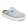 Birkenstock Boston Chunky Narrow Clog (Women) - Baby Blue Suede Dress-Casual - Clogs & Mules - The Heel Shoe Fitters