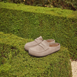 Birkenstock Naples Wrapped Clog (Men) - Taupe Suede Dress-Casual - Clogs & Mules - The Heel Shoe Fitters