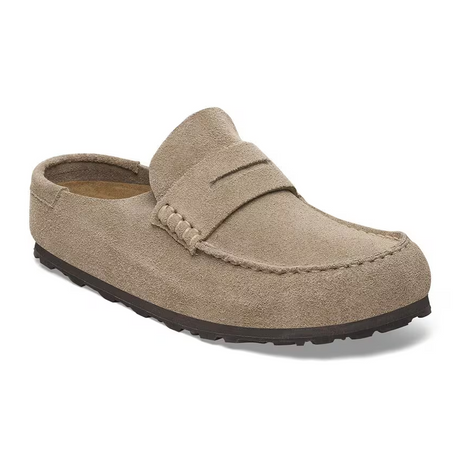 Birkenstock Naples Wrapped Narrow Clog (Women) - Taupe Suede Dress-Casual - Clogs & Mules - The Heel Shoe Fitters