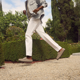 Birkenstock Naples Wrapped Clog (Men) - Taupe Suede Dress-Casual - Clogs & Mules - The Heel Shoe Fitters