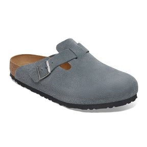Birkenstock Boston Clog (Men) - Basalt Gray Suede Dress-Casual - Clogs & Mules - The Heel Shoe Fitters