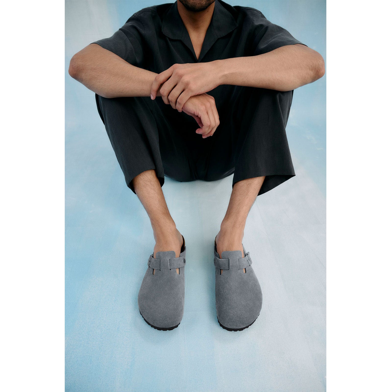 Birkenstock Boston Clog (Men) - Basalt Gray Suede – The Heel