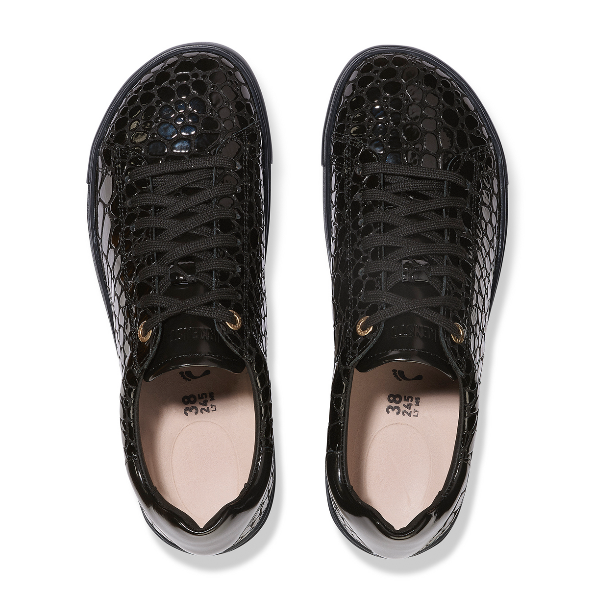 Birkenstock Bend Narrow Sneaker (Women) - Embossed Croc Black Leather Athletic - Casual - Slip On - The Heel Shoe Fitters