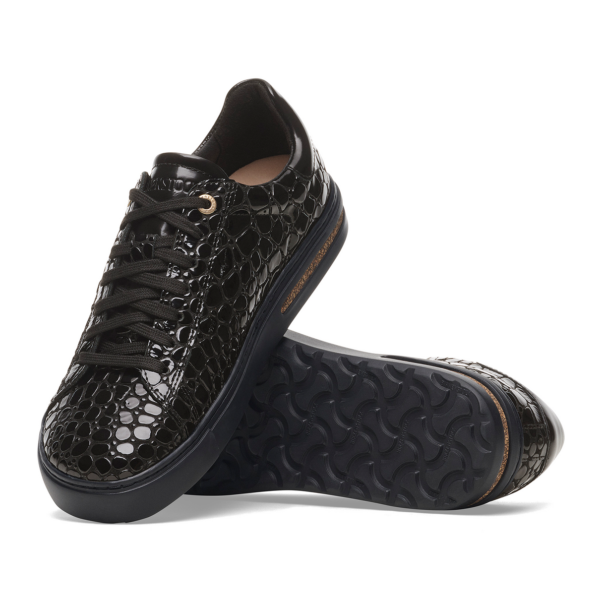 Birkenstock Bend Narrow Sneaker (Women) - Embossed Croc Black Leather Athletic - Casual - Slip On - The Heel Shoe Fitters