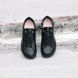 Birkenstock Bend Narrow Sneaker (Women) - Embossed Croc Black Leather Athletic - Casual - Slip On - The Heel Shoe Fitters