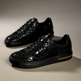 Birkenstock Bend Narrow Sneaker (Women) - Embossed Croc Black Leather Athletic - Casual - Slip On - The Heel Shoe Fitters