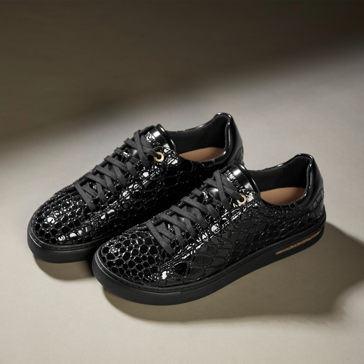 Birkenstock Bend Narrow Sneaker (Women) - Embossed Croc Black Leather Athletic - Casual - Slip On - The Heel Shoe Fitters